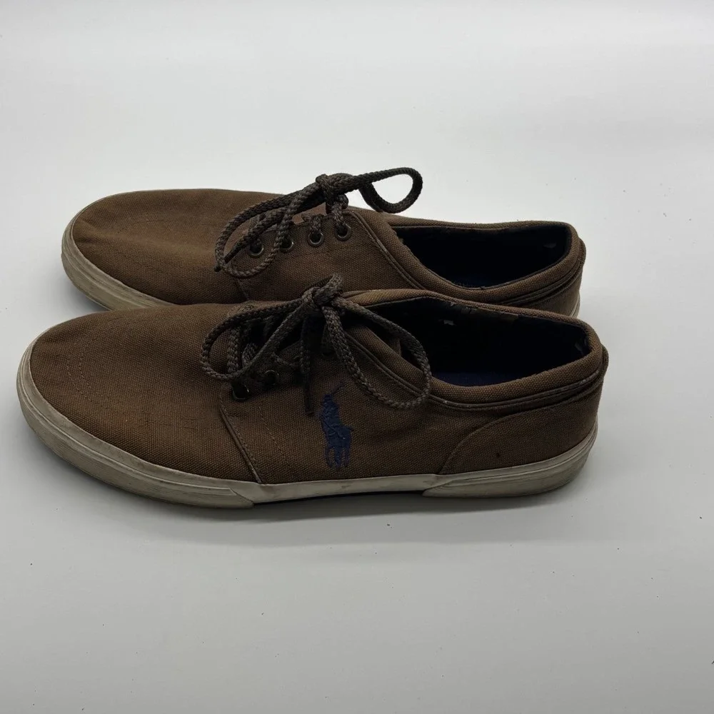 Polo Ralph Lauren Faxon Low Brown Canvas Sneakers Mens 12D